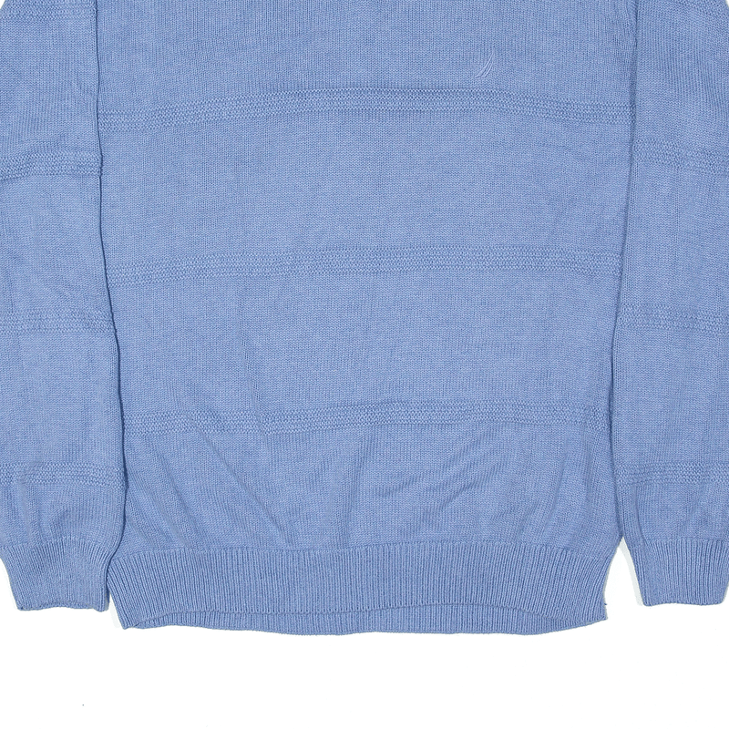 NAUTICA Jumper Blue Striped Chunky Knit V-Neck Mens L