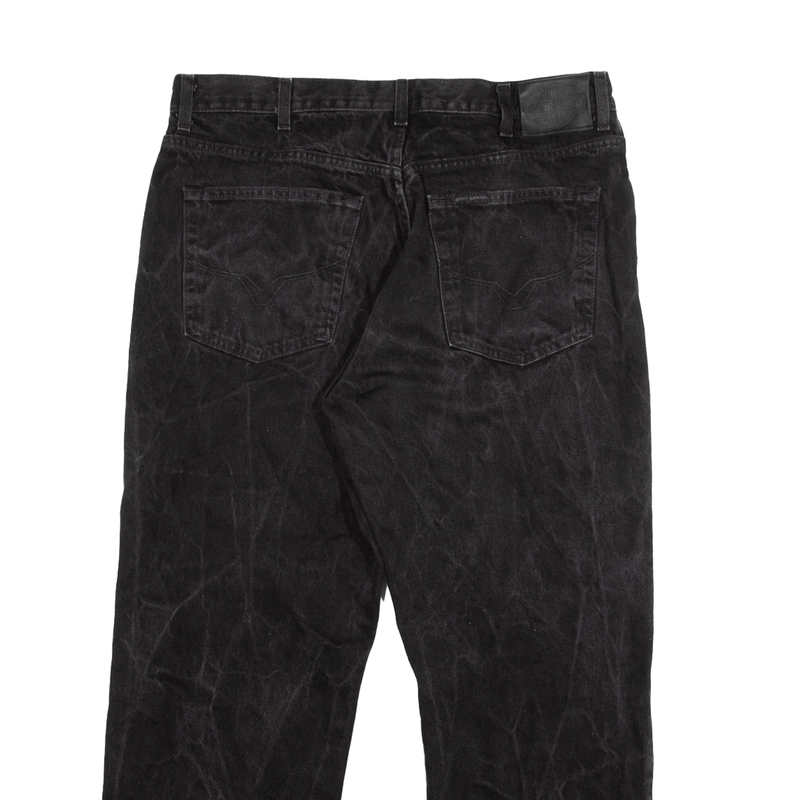 HARLEY DAVIDSON Genuine Motorclothes Jeans Black Denim Relaxed Straight Acid Wash Mens W34 L26