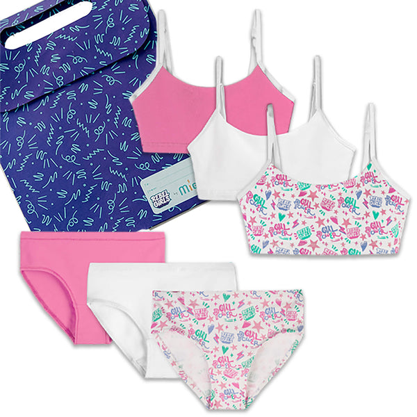 Rebel Girls Organic Cotton Bralette + Underwear 6-Piece Gift Set