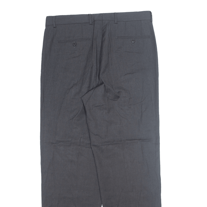Vintage HUGO BOSS Mens Trousers Grey Regular Tapered 90s Wool W35 L32
