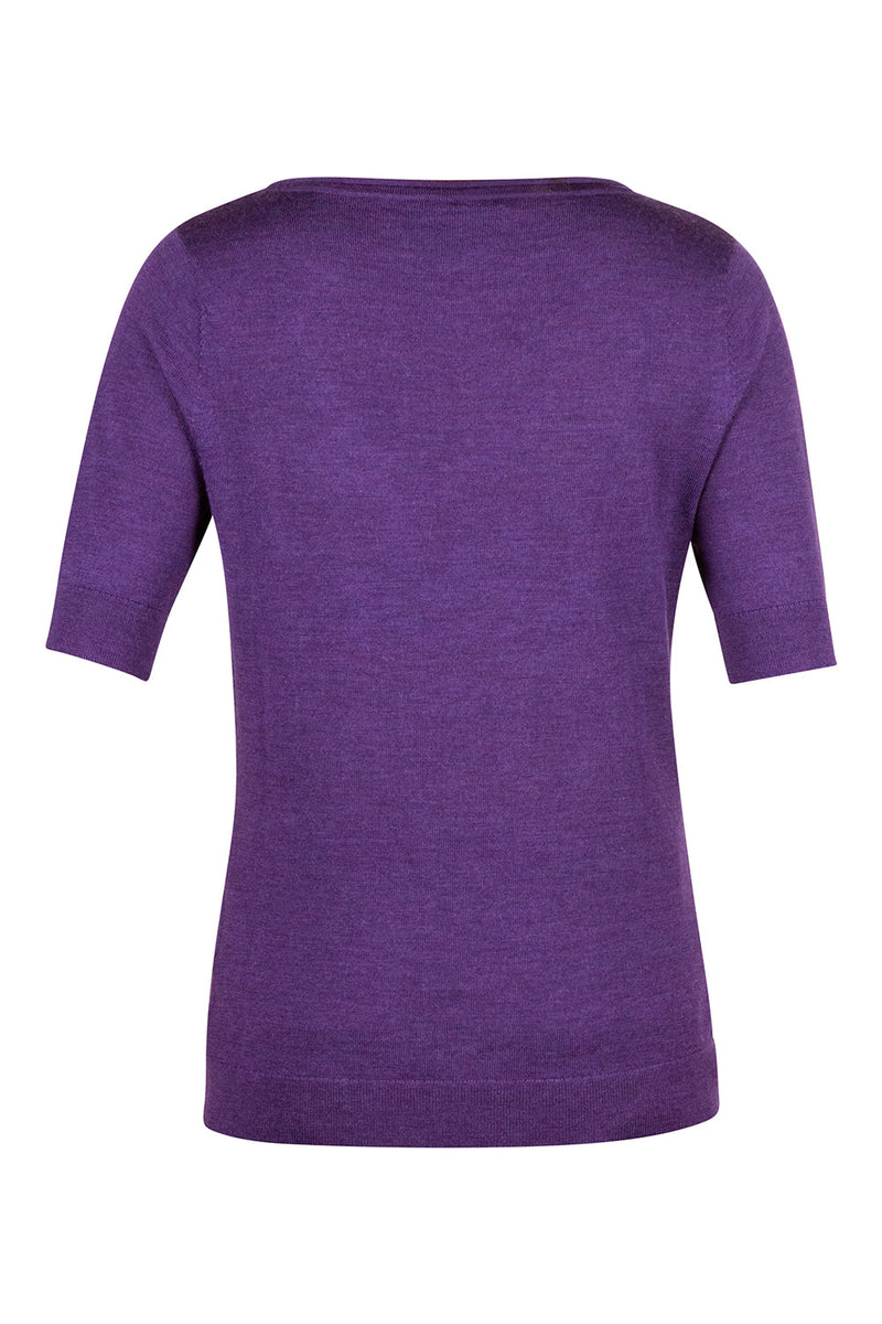 Roll-Edge Sweater Tee - Purple