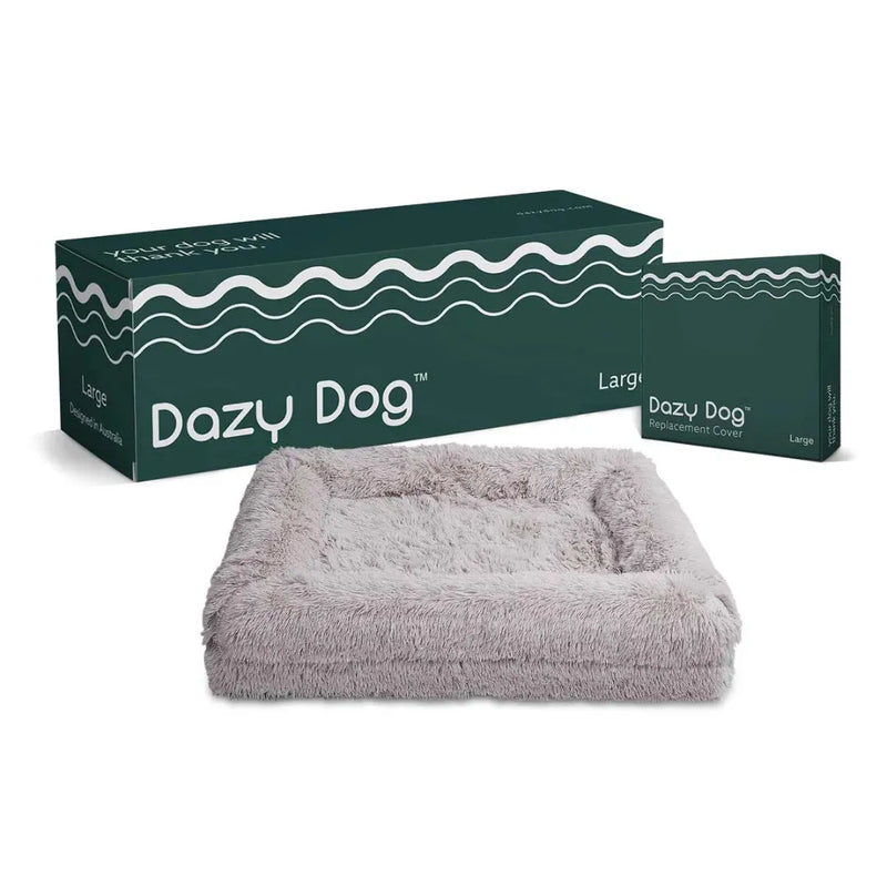 z Dazy Dog Dog Bed Grey Shag Orthopedic Memory Foam Extra Large