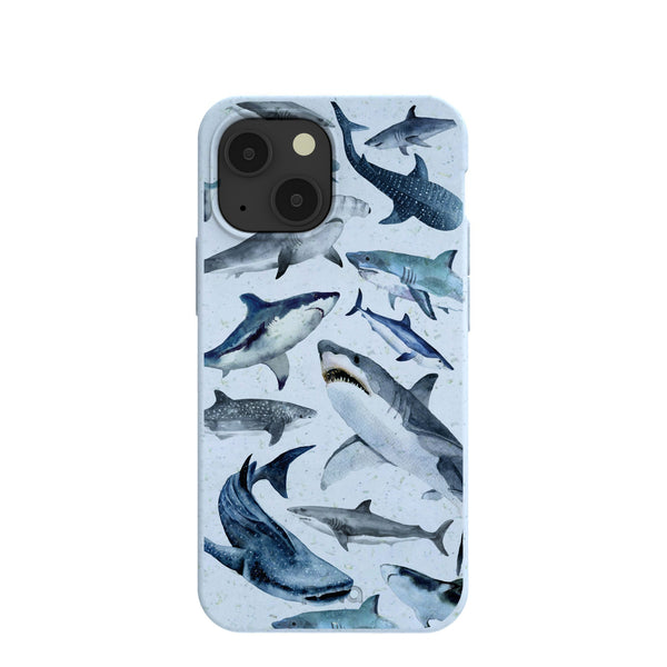 Powder Blue Sharks iPhone 13 Mini Case