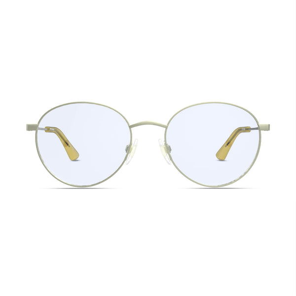 The Studio Blue Light Glasses in Matte Gold with Yellow Tips