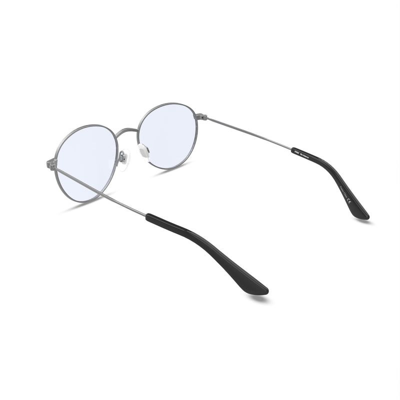 The Studio Blue Light Glasses in Matte Silver with Black Tips