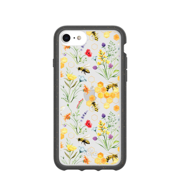 Clear Sweet Bees iPhone 6/6s/7/8/SE Case With Black Ridge
