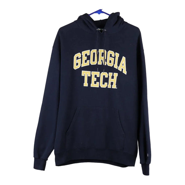 Georgia Tech Champion College Hoodie - Large Blue Cotton Blend
