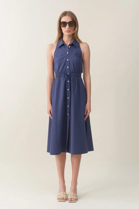 Sleeveless Midi Shirtdress - Deepwater