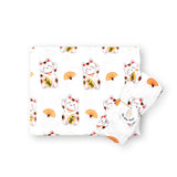 the wee bean bamboo and organic cotton super soft swaddle in fortune lucky cat taste of japan