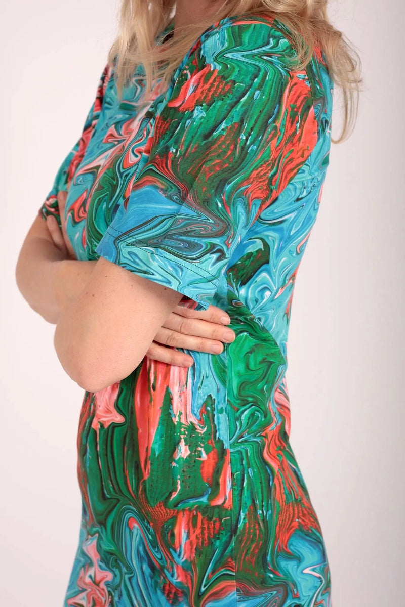 Paint Swirl Midi T-Shirt Dress