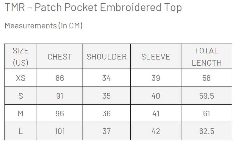 TMR Patch Pocket Embroidered Top - Grey Pearl