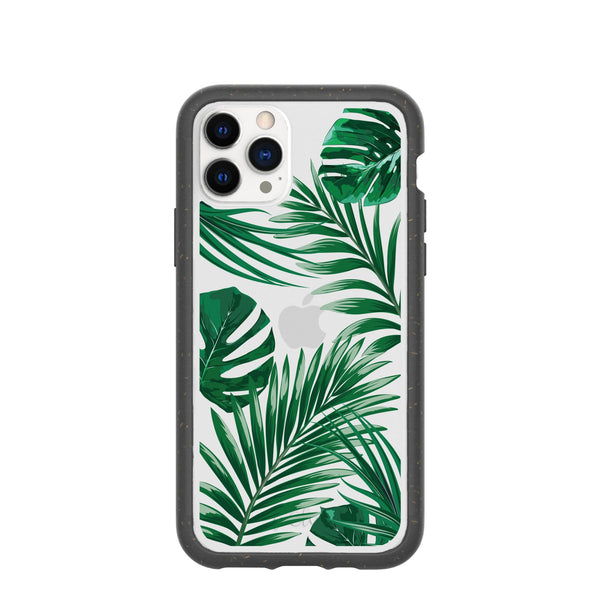 Clear Tropical Leaves iPhone 11 Pro Case With Black Ridge