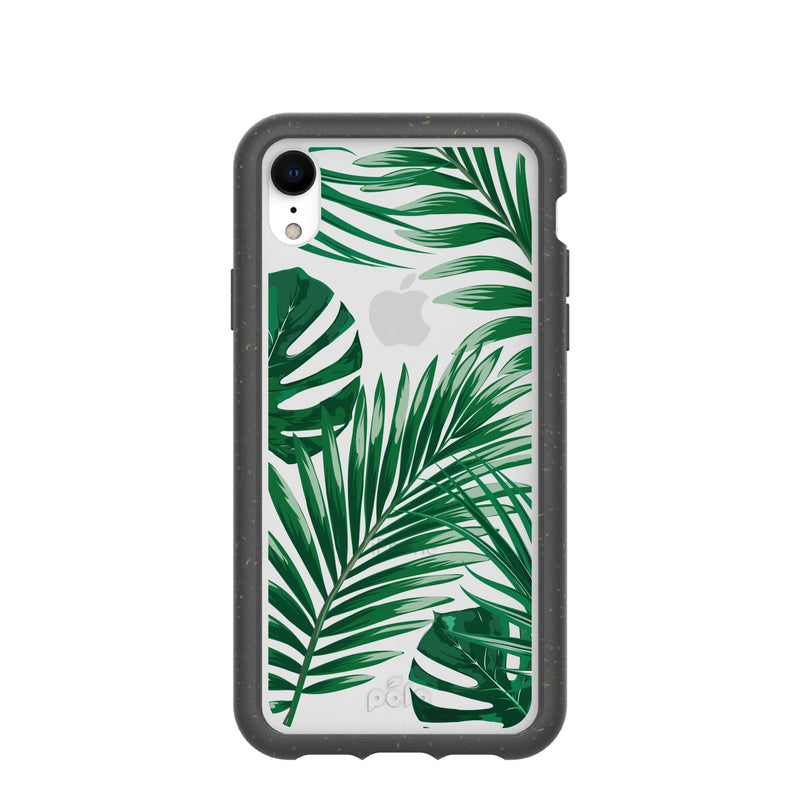 Clear Tropical Leaves iPhone XR Case With Black Ridge