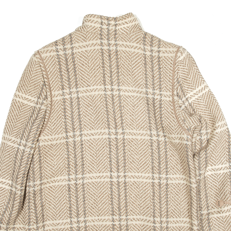 Vintage Coat Beige 80s Check Wool Womens L