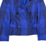 Vintage Jacket Blue 80s Check Tweed Wool Blazer Womens S