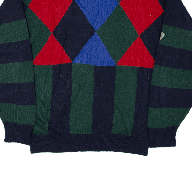 CARLO COLUCCI Stars Patterned Jumper Green Geometric Tight Knit Mens L