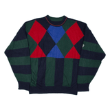 CARLO COLUCCI Stars Patterned Jumper Green Geometric Tight Knit Mens L