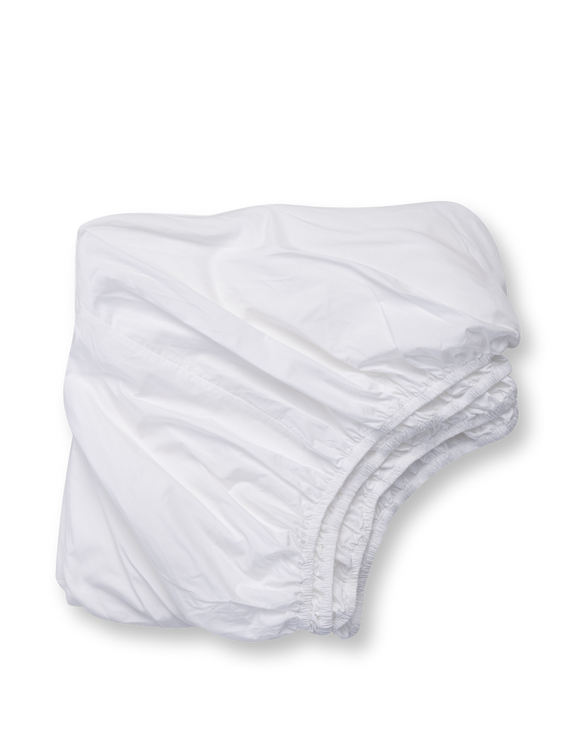 Organic and Fairtrade Cool + Crisp Cotton Fitted Sheet#color_white