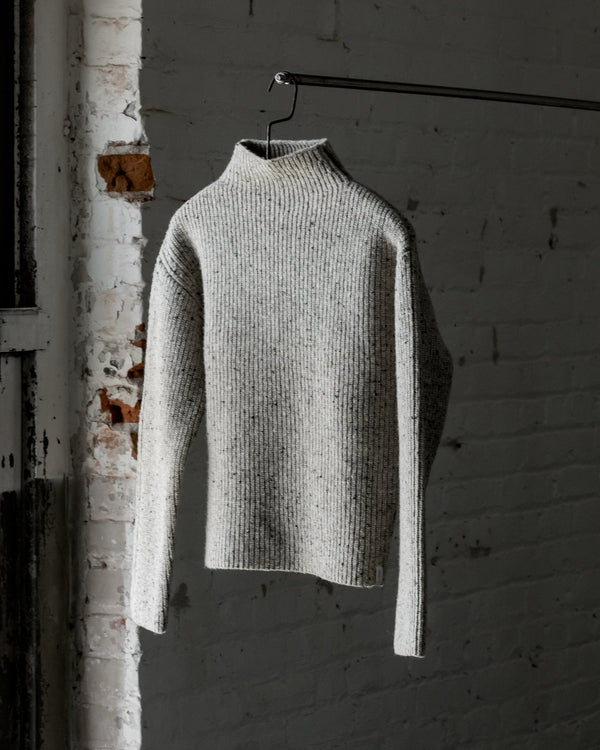 The Women's Fisherman Sweater in Speckled Oat - Front #color_speckled-oat