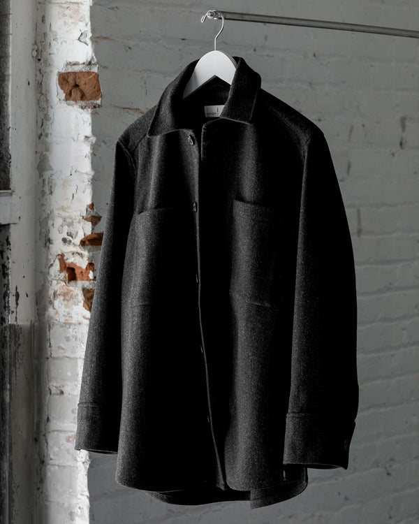 The Heavy Wool Overshirt in Charcoal - Front #color_charcoal