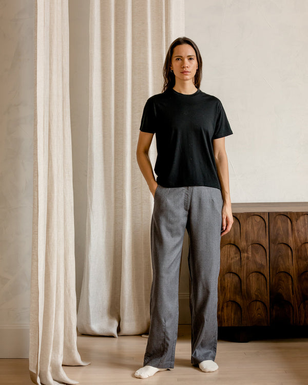 The Womens Light Wool Pant in Heather Grey - On model front #color_heather grey