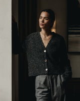 The Port Cardigan Speckled Charcoal - Lifestyle 1
