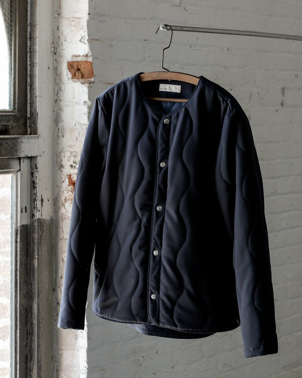 The Mens Quilted Liner Jacket in Navy  - Front #color_navy
