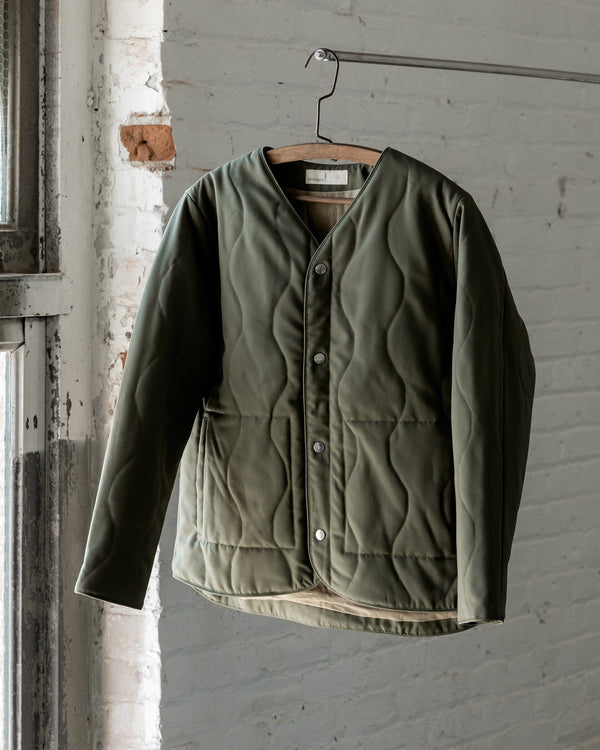 The Quilted Liner Jacket in Moss Green - Front #color_moss-green