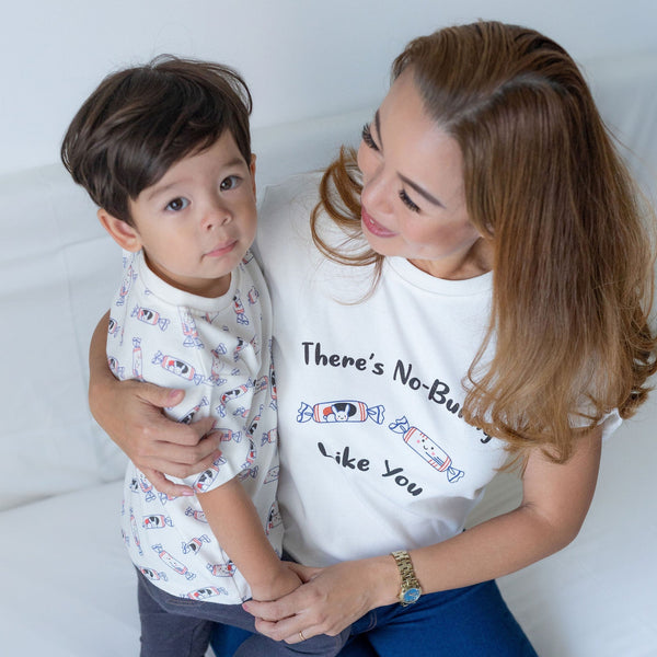 Mommy & Me Set Organic Cotton T-Shirt + Onesie - White Bunny Candy