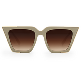 TopFoxx - The CEO Nude - Faded Brown Cat Eye Oversized Sunglasses for Women - Designer Shades