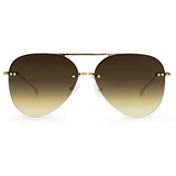 Smaller Megan 2 - Olive Metal Aviator Sunglasses with Gold Frame