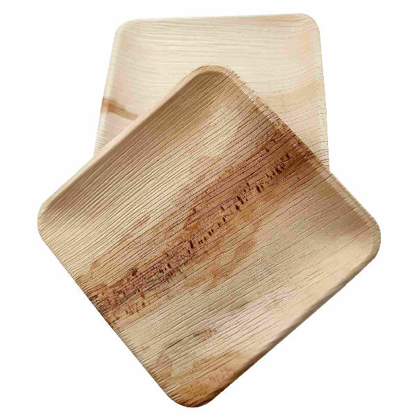 Dtocs Palm Leaf Plates 10 Square Dinner Plate Set - Pack 50 - Brown