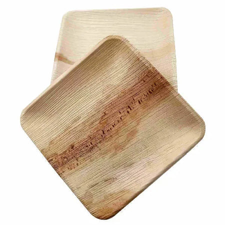 Dtocs Palm Leaf Plates 6 Inch Square (Pack 50) | Bamboo Plate Like Compostable Disposable Wedding Plates For Serving Fruits, Cake, Dessert