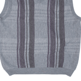 LES CORPS Vest Grey Striped Tight Knit V-Neck Sleeveless Mens L