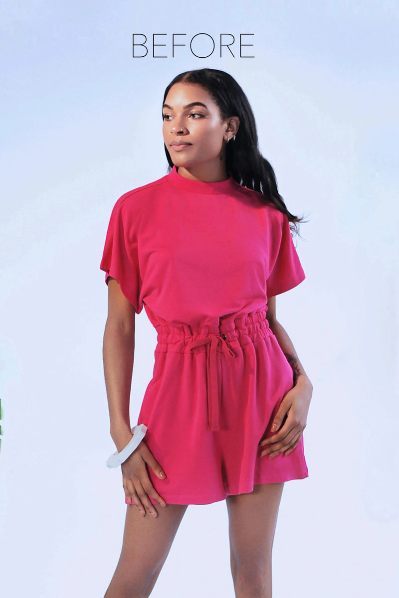 Upcycled - Playsuit Crop Top Set in Pink loveheroldn