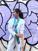 Upcycled - Sweatshirt Cardigan in White with Paint Stroke Collar loveherolnd