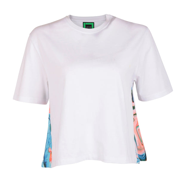 Upcycled - T-shirt in White with Paint Stroke Detail loveheroldn
