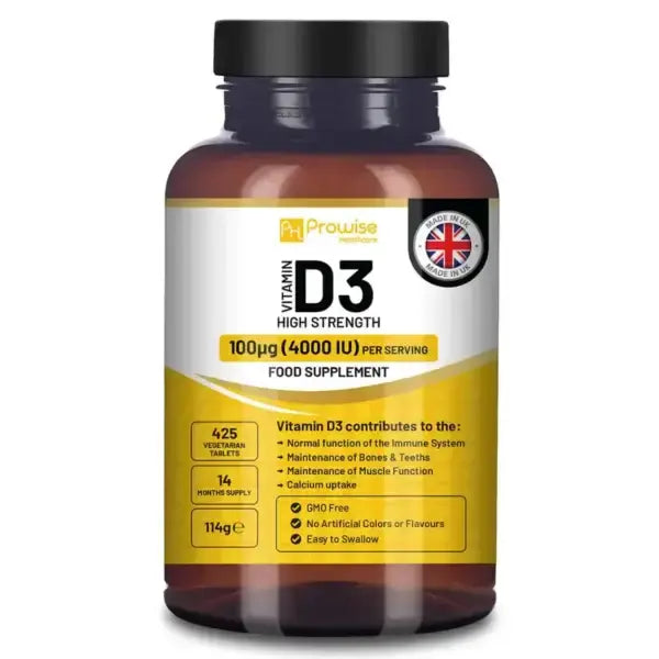 Vitamin D3 4000 IU High Strength I 425 Vegetarian Micro Tablets (14 Months Supply) I Easy Swallow Vitamin D3 Supplement for Immune Support, Calcium Boost, Bone & Muscle I Made in the UK