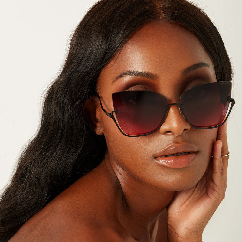 Vixen - Ruby Rimless Metal Cateye Sunglasses