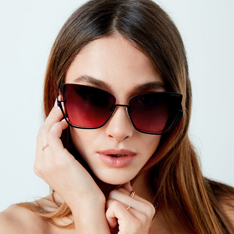 Vixen - Ruby Rimless Metal Cateye Sunglasses