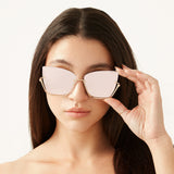 Vixen - Rosegold Frame Rosegold Lens Metal Cateye Sunglasses