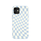 Powder Blue Warped Checkers iPhone 12 Mini Case