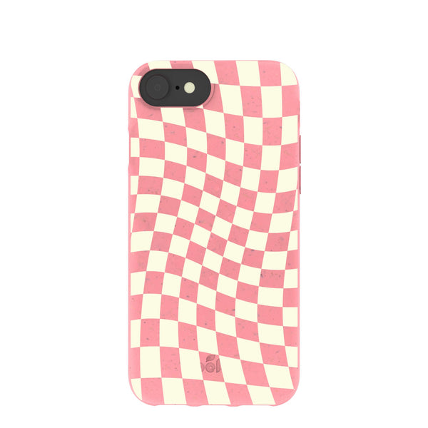 Bubblegum Pink Warped Checkers iPhone 6/6s/7/8/SE Case