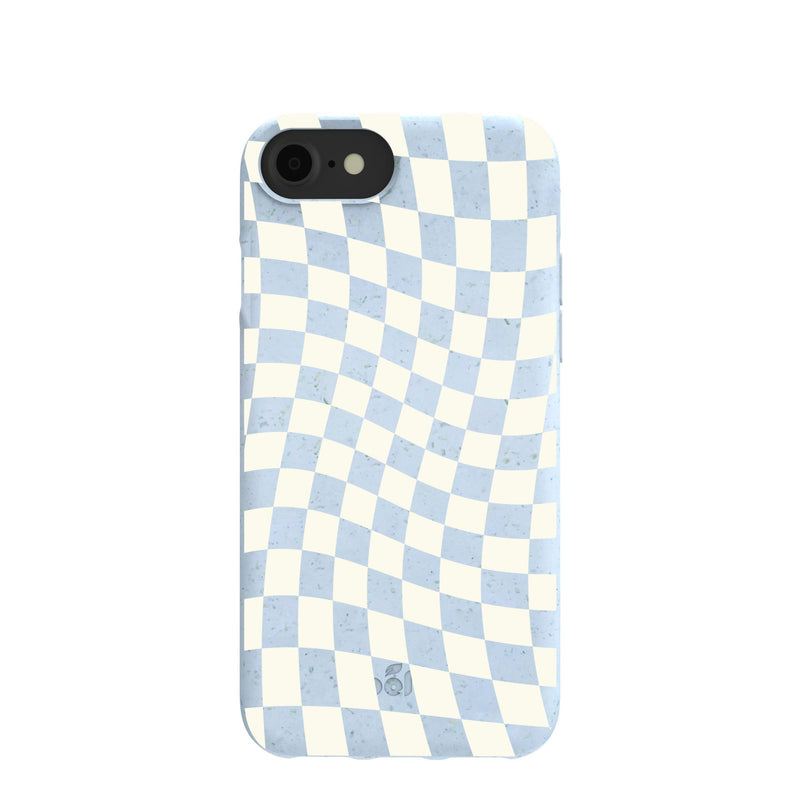 Powder Blue Warped Checkers iPhone 6/6s/7/8/SE Case