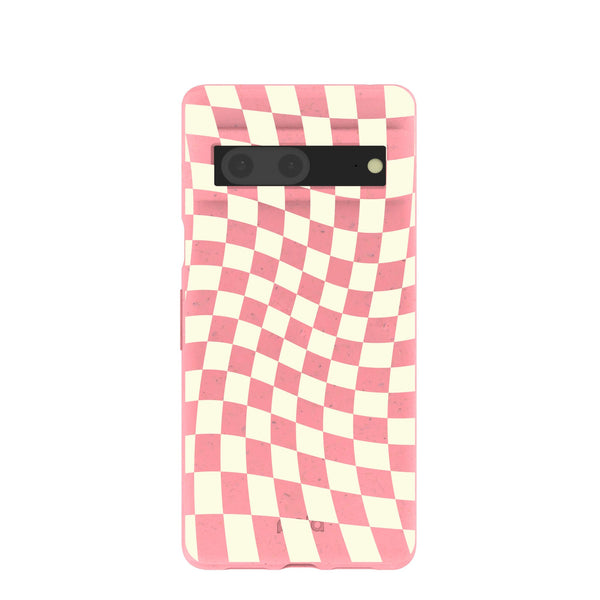Bubblegum Pink Warped Checkers Google Pixel 7 Case