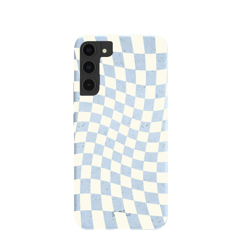 Powder Blue Warped Checkers Samsung Galaxy S22+(Plus) Case