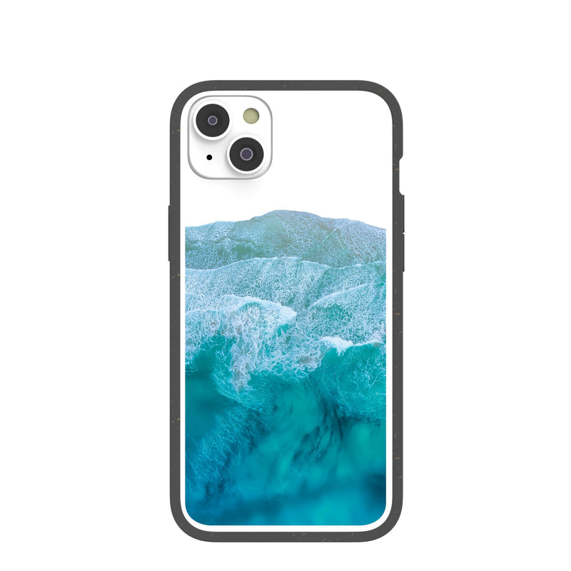 Clear Waves iPhone 14 Plus Case With Black Ridge