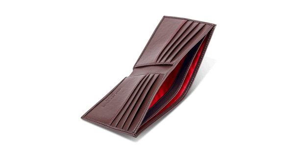 Bifold Wallet in Chestnut Brown & Red
