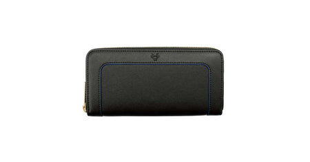 Wilton Zipped Purse Wallet in Black & Cobalt Blue