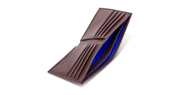 Bifold Wallet in Chestnut Brown with Blue